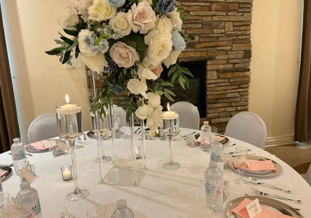 Decorated table in hall